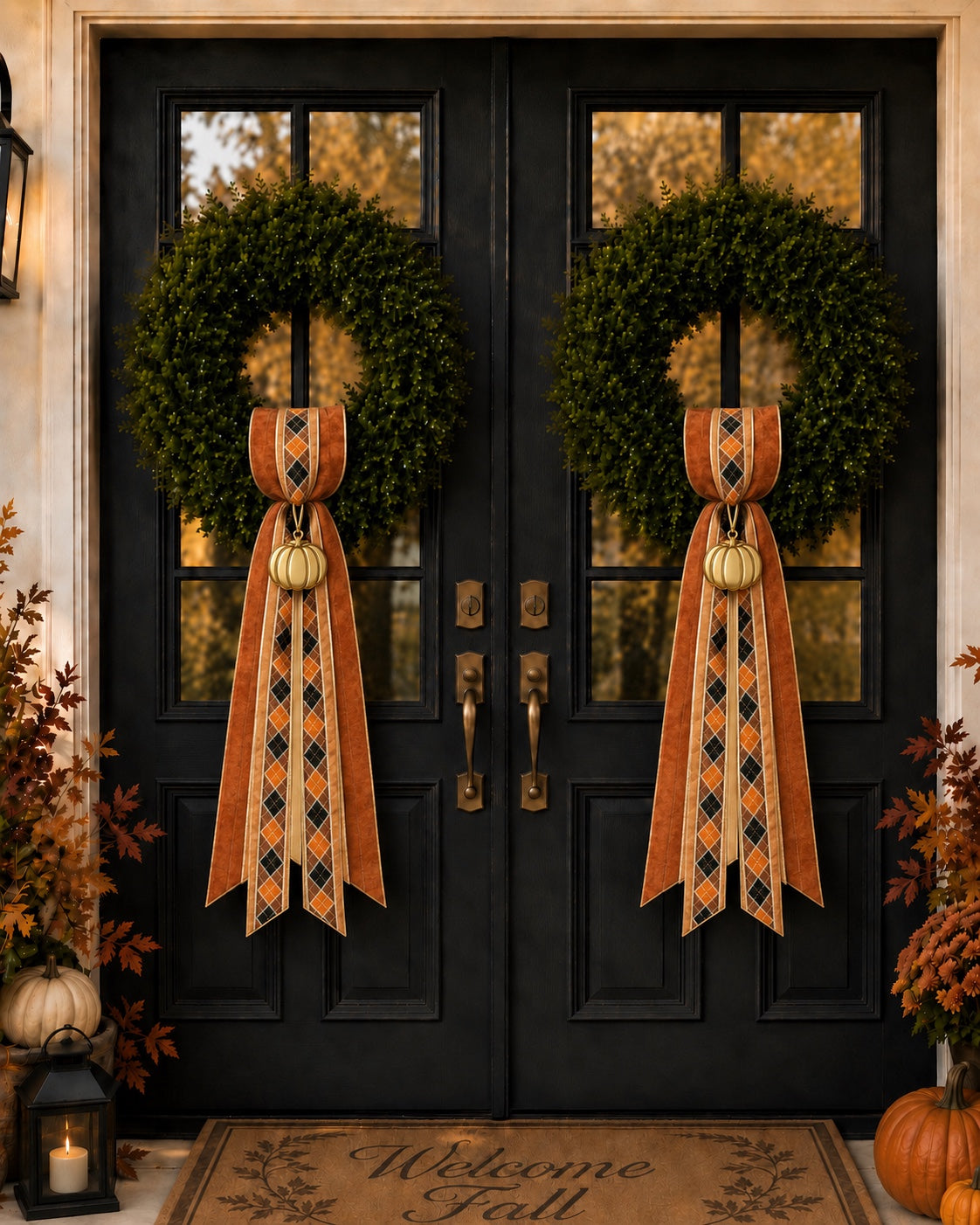 Fall Wreath Sash Set - Harvest Argyle