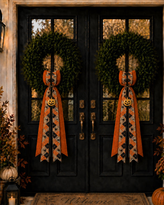 Fall Wreath Sash Set - Halloween Argyle
